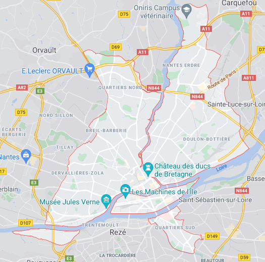 Carte de la ville de Nantes (44)